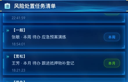 风险处置任务清单