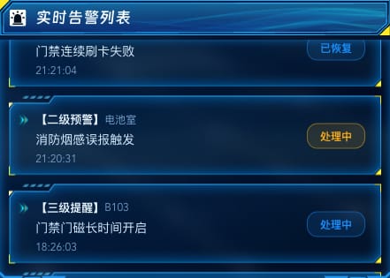 实时告警列表