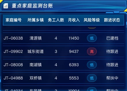 重点家庭监测台账