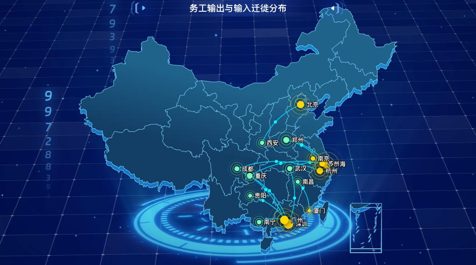 务工输出与输入迁徙分布