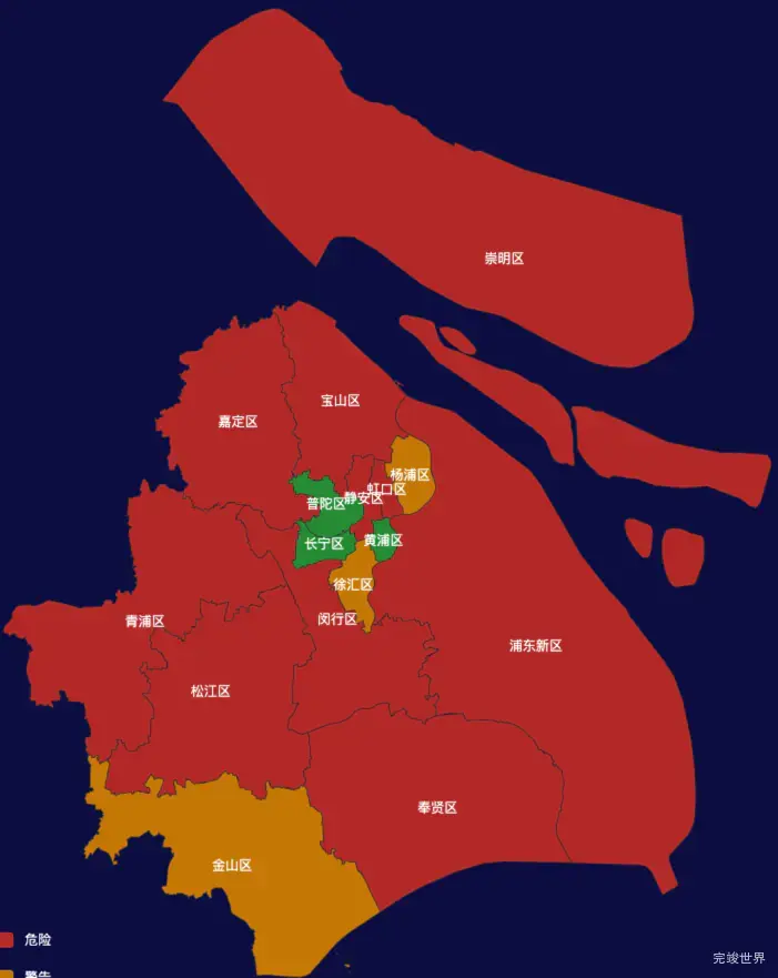 echarts上海市地图geoJson数据效果实例代码下载