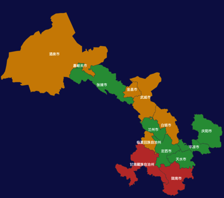 echarts甘肃省地图geoJson数据效果实例代码下载