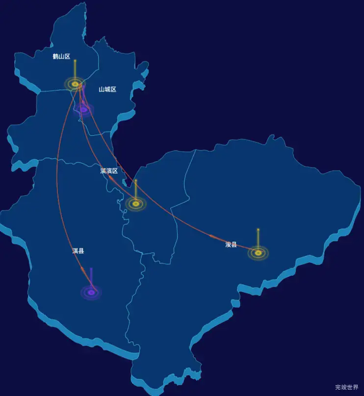 echarts鹤壁市渲染效果-飞线图效果