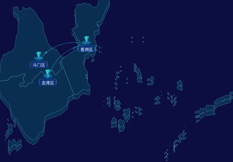 echarts珠海市渲染效果-自定义文字样式效果
