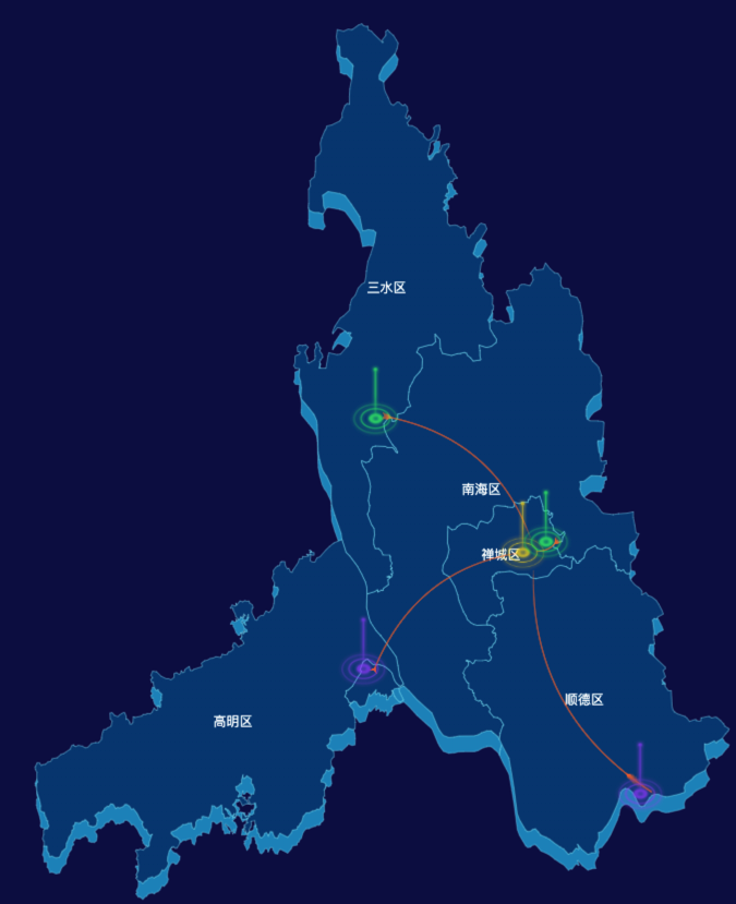 echarts佛山市渲染效果-飞线图效果
