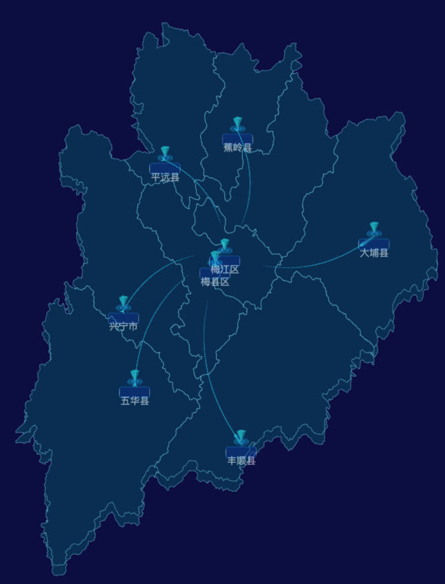 echarts梅州市渲染效果-自定义文字样式效果