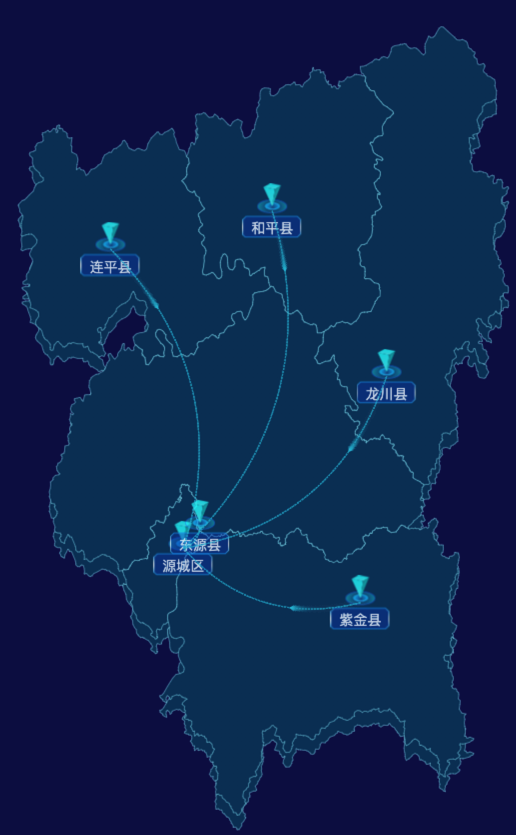 echarts河源市渲染效果-自定义文字样式效果