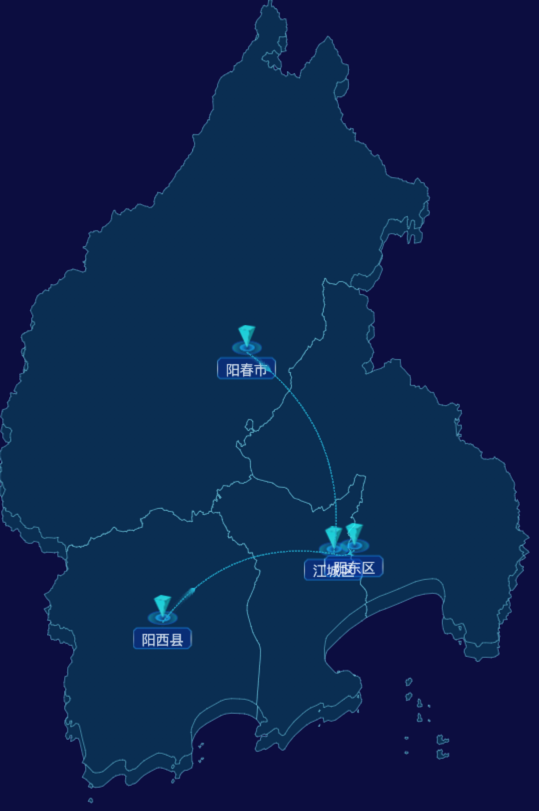 echarts阳江市渲染效果-自定义文字样式效果