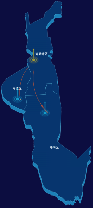 echarts乌海市渲染效果-飞线图效果