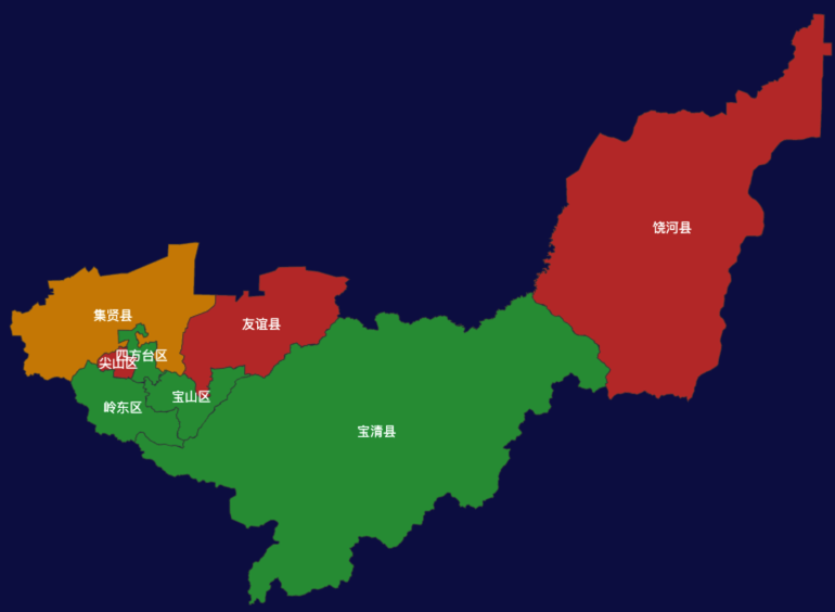 echarts双鸭山市地图演示实例threejs地图实例 - 完竣世界