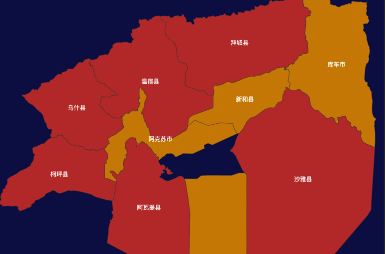 echarts阿克苏地区地区效果实例