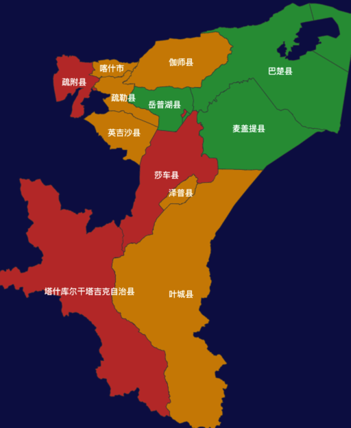 echarts喀什地区地区效果实例