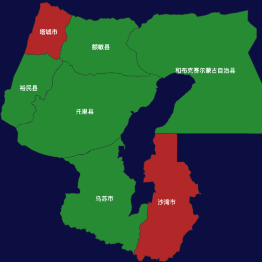 echarts塔城地区地区渲染效果