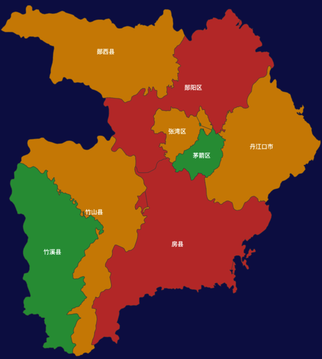 echarts十堰市地区地图geoJson数据