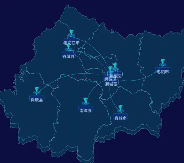 echarts襄阳市地区地图geoJson数据-自定义文字样式