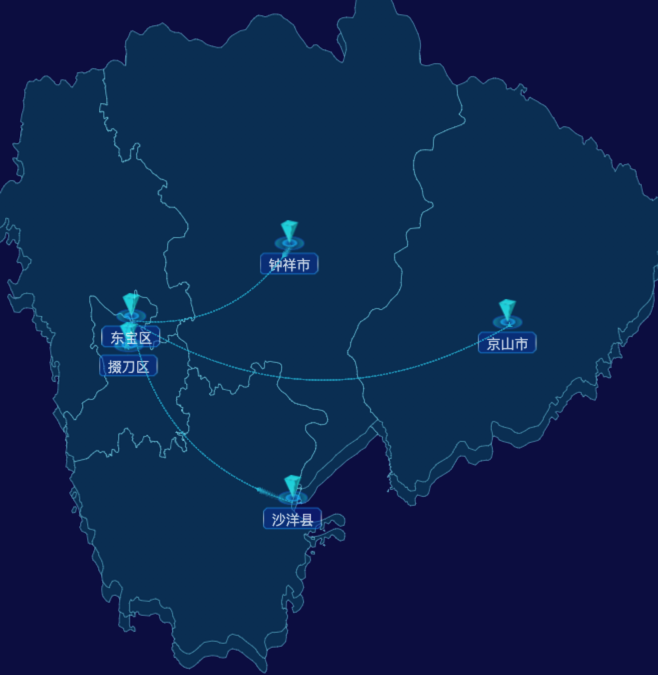 echarts荆门市地区地图geoJson数据-自定义文字样式