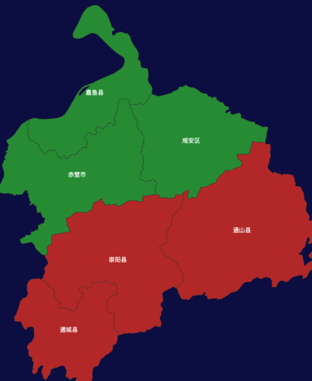 echarts咸宁市地区地图geoJson数据