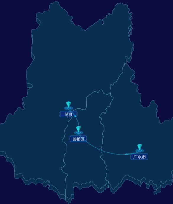 echarts随州市地区地图geoJson数据-自定义文字样式