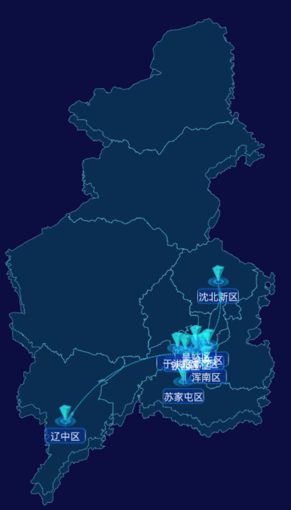echarts沈阳市地区地图geoJson数据-自定义文字样式
