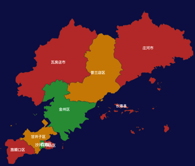 echarts大连市地区地图geoJson数据
