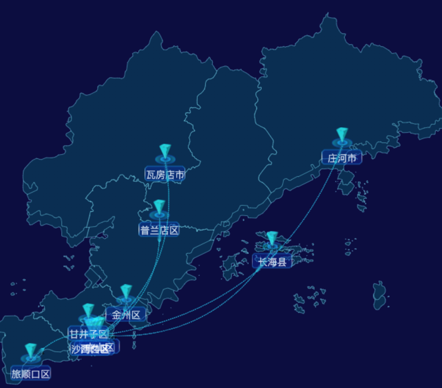 echarts大连市地区地图geoJson数据-自定义文字样式