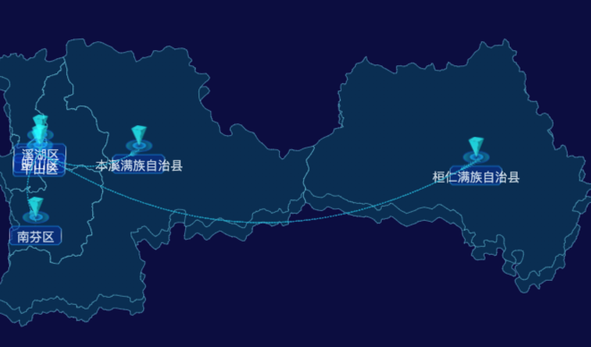 echarts本溪市地区渲染效果-自定义文字样式