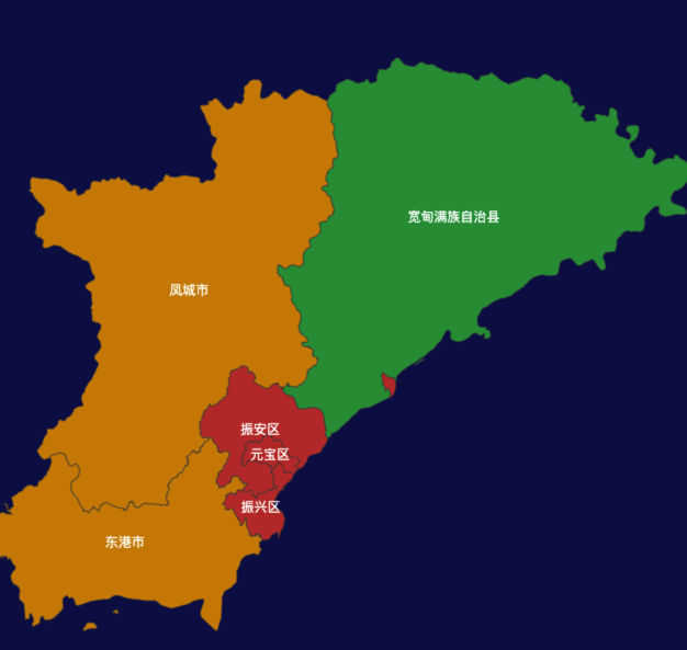 echarts丹东市地区渲染效果