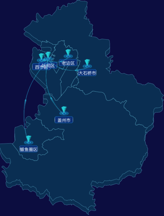 echarts营口市地区渲染效果