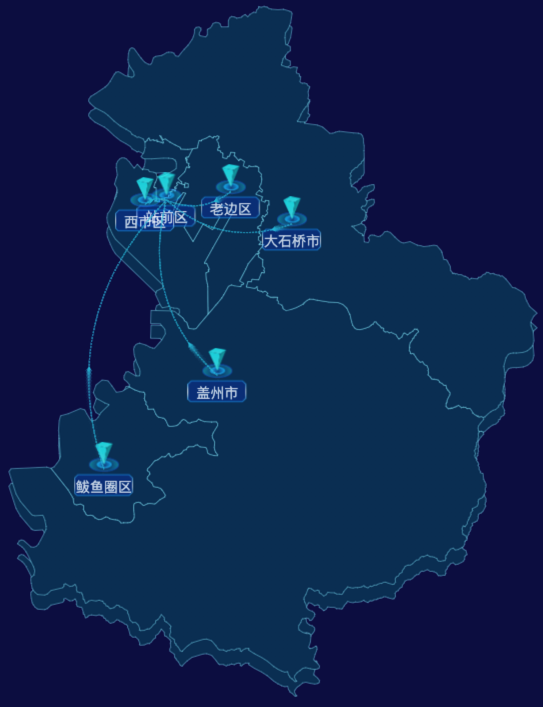 echarts营口市地区渲染效果-自定义文字样式