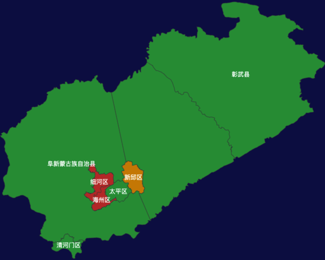 echarts阜新市地区渲染效果