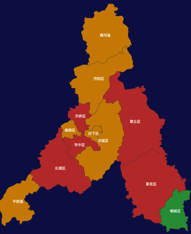 echarts济南市地区渲染效果