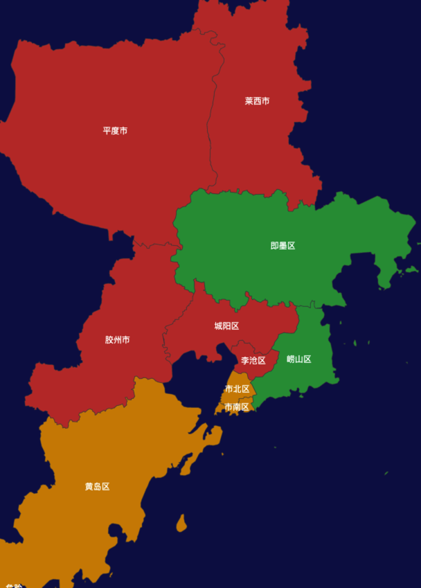 echarts青岛市地区渲染效果