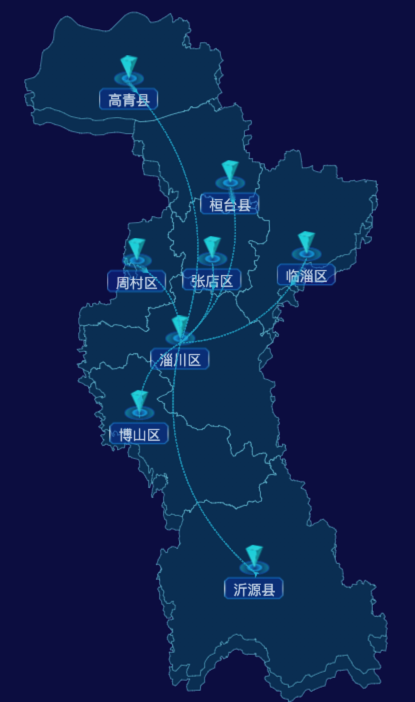 echarts淄博市地区渲染效果-自定义文字样式