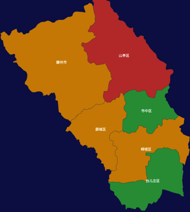 echarts枣庄市地区渲染效果