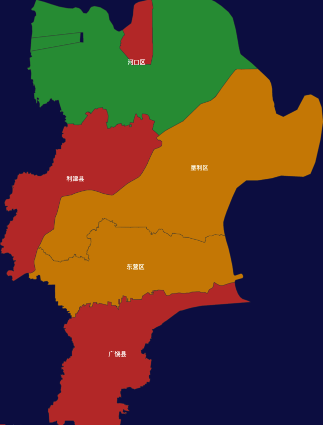 echarts东营市地区渲染效果