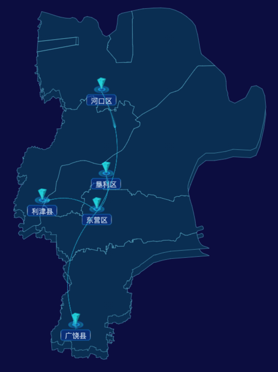echarts东营市地区渲染效果-自定义文字样式