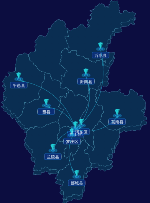 echarts临沂市地区地图geoJson数据-自定义文字样式