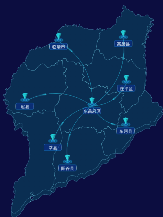 echarts聊城市地图轮廓渲染效果-自定义文字样式