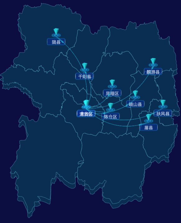 echarts宝鸡市地区地图-自定义文字样式