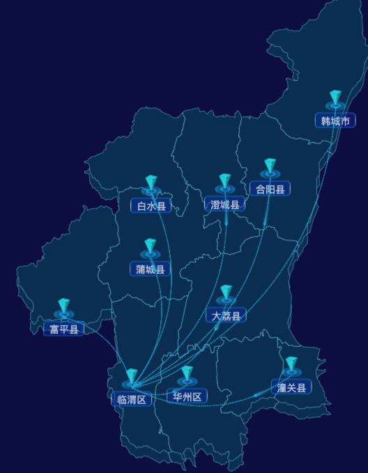 echarts渭南市地区地图geoJson数据-自定义文字样式