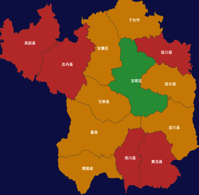 echarts延安市地区地图geoJson数据