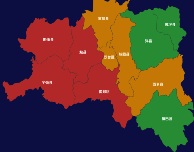 echarts汉中市地区地图geoJson数据
