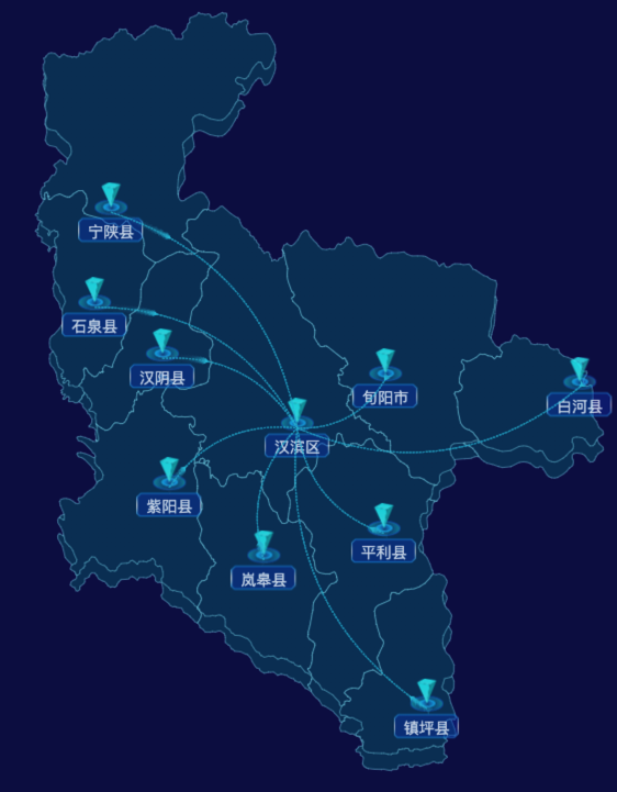 echarts安康市地区地图geoJson数据-自定义文字样式