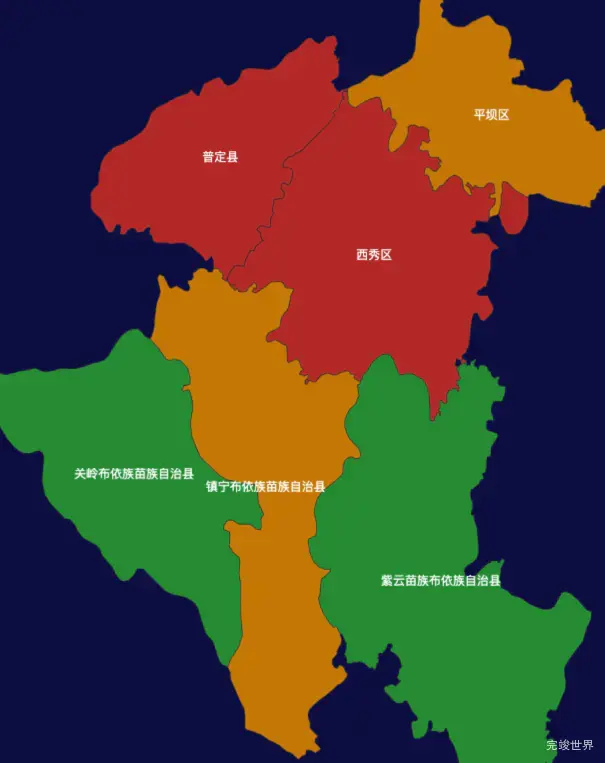 echarts安顺市地区地图geoJson数据
