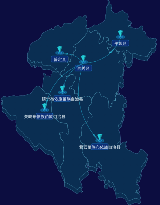 echarts安顺市地区地图geoJson数据-自定义文字样式