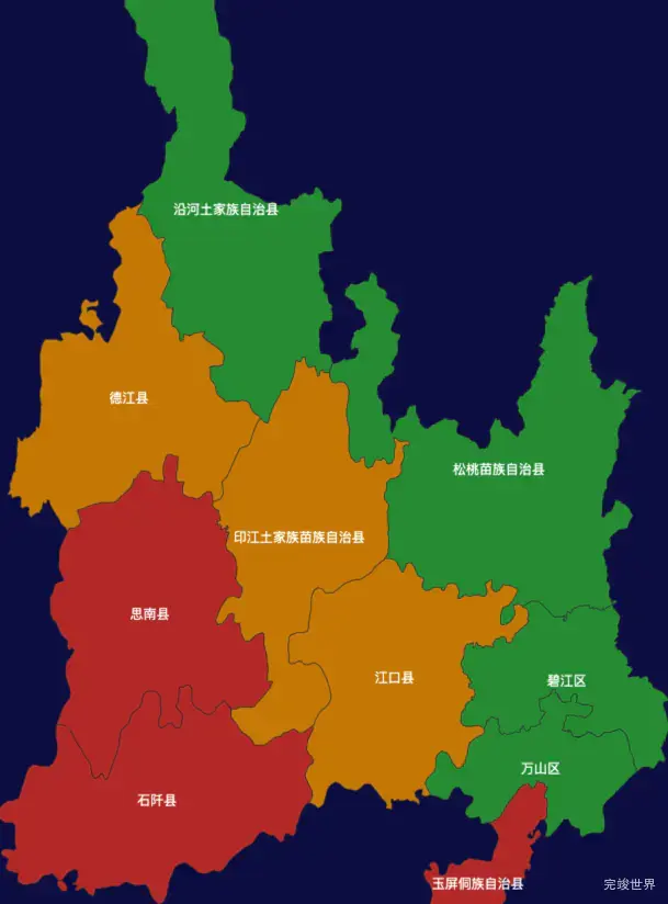 echarts铜仁市地区地图geoJson数据