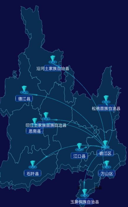 echarts铜仁市地区地图geoJson数据-自定义文字样式