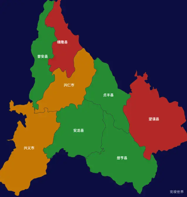 echarts黔西南布依族苗族自治州地区地图geoJson数据