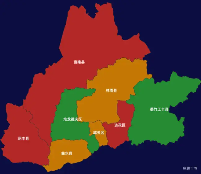 echarts拉萨市地区地图geoJson数据