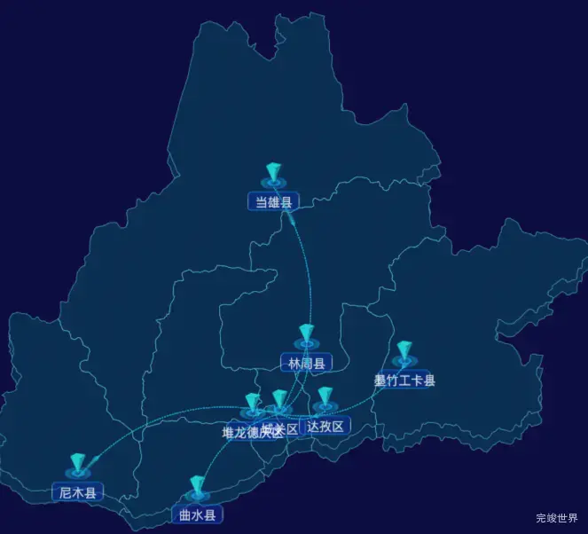 echarts拉萨市地区地图geoJson数据-自定义文字样式